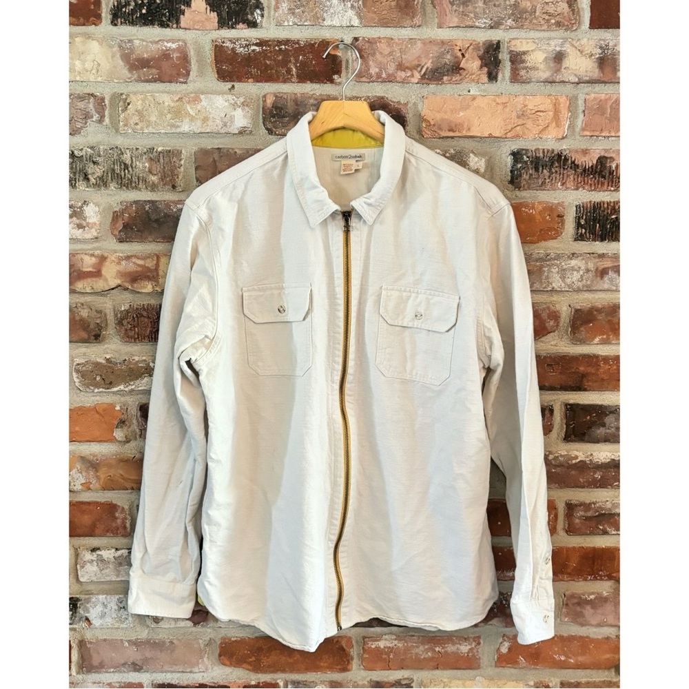 Carbon2Cobalt Ivory Zip Front Shirt Jacket, L